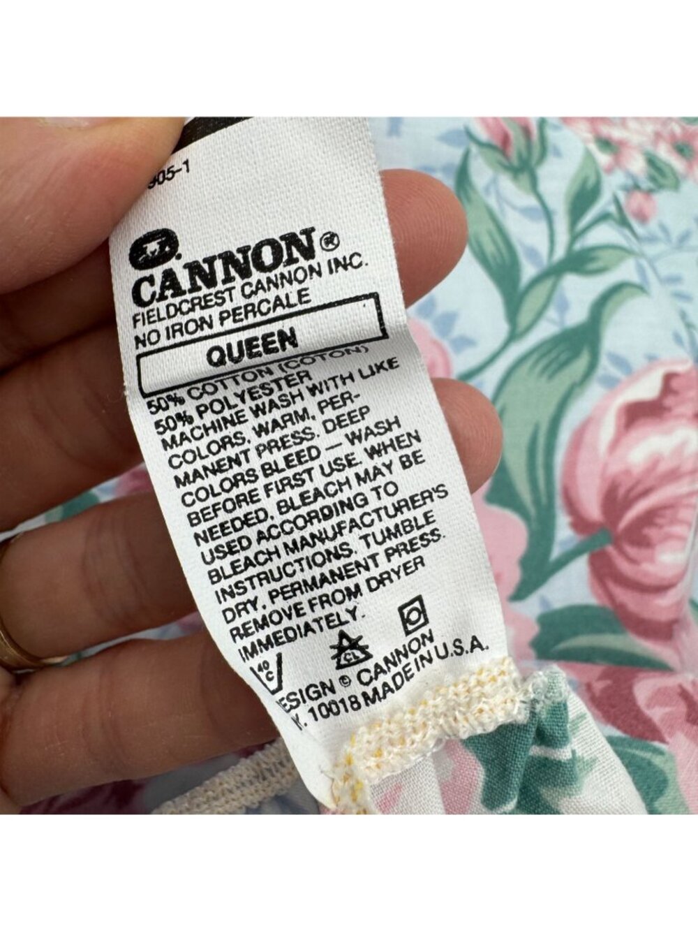 Vintage Cannon No Iron Percale 100% Cotton Queen Sheet & Pillowcase Bedding - Picture 6 of 7